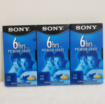 SONY Standard Grade T-120 6 HRS VHS Blank Video Tapes LOT OF 3 New OPENED - £9.06 GBP