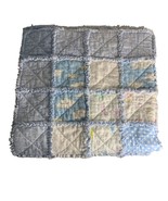 Blanket Handmade Crib Baby Rag Quilt Blue Boy Flannel Lovey Security Sof... - £44.49 GBP