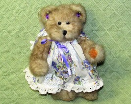 UNIPAK TEDDY BEAR ANGEL PLUSH JOINTED PURPLE FLOWER DRESS NYLON WINGS 10... - $19.80