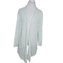 Eileen Fisher Cardigan Xl Organic Linen Cotton Open Front Mint Green Flaws - $24.07