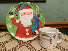 NWT - Child&#39;s Holiday Santa Claus Melmac Plate and Mug Set - £4.77 GBP