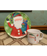 NWT - Child&#39;s Holiday Santa Claus Melmac Plate and Mug Set - £4.71 GBP