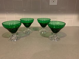 Vintage Anchor Hocking Emerald Green Berwick Sherbert/ Dessert Cups SET ... - $28.93