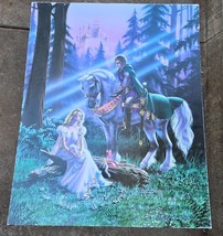 Sue Dawe Print Fantasy 16x20 Vintage 80s Lady Knight Horse Fairy Mythical - $540.60 MXN
