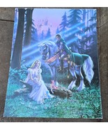 Sue Dawe Print Fantasy 16x20 Vintage 80s Lady Knight Horse Fairy Mythical - $540.60 MXN