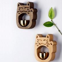 Smiling cat wind Chimes, solid wood pure copper magnetic doorbell, refrigerator  - £45.40 GBP