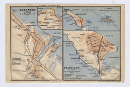 1914 Antique Map Of Heligoland / Helgoland / Cuxhaven / Germany - £21.70 GBP