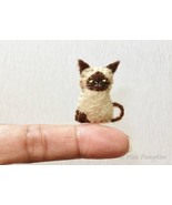 Tiny Felt Siamese Cat, Felt Animal Plushie, Miniature Felt, Felted Kitty... - $12.00