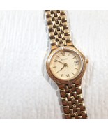 Vintage Bulova Women Watch Gold Stainless Steel Water Resist Battery Dat... - $42.00