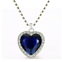 Titanic Heart of the Ocean Blue Heart Love Crystal Pendant with Velvet Gift Bag - £18.32 GBP