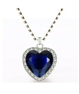 Titanic Heart of the Ocean Blue Heart Love Crystal Pendant with Velvet G... - £17.92 GBP