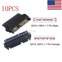 10Pcs 22Pin 7+15 Pin Male Plug To Sata 22Pin Female Convertor M/F Adapte... - $65.99