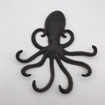 Octopus Cast Iron Wall Plaque Nautical Tropical Beach Rustic Home Decor Key Hook - £11.98 GBP