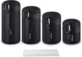 Powerextra 4X Zipper Lens Case Lens Pouch Bag With Thick Protective Neoprene For - £27.62 GBP