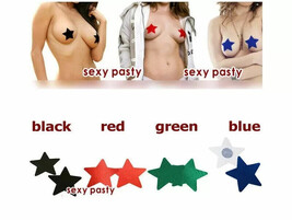 Sexy Adhesive Nipple Covers Sticker STAR Shape Black/Blue/Green/Red 1 pa... - €8,57 EUR