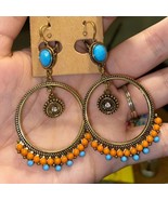 Boho Dangle Earrings Round Dangling Drop Unique Bohemian Jewelry Ladies ... - £21.20 GBP