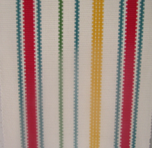 Table Runner PIONEER WOMAN Heavy Cotton White Red Turq Yellow Stripe 14&quot; x 72&quot;. - £11.66 GBP