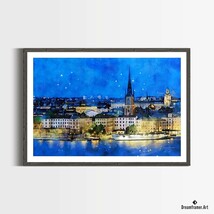Premium Art Print &quot;Stockholm Sweden&quot; in Watercolors, by Dreamframer Art - $38.95+