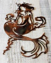 Mermaid Riding the Waves Metal Wall Art Copper/Bronze Plated 30&quot; tall - £83.55 GBP