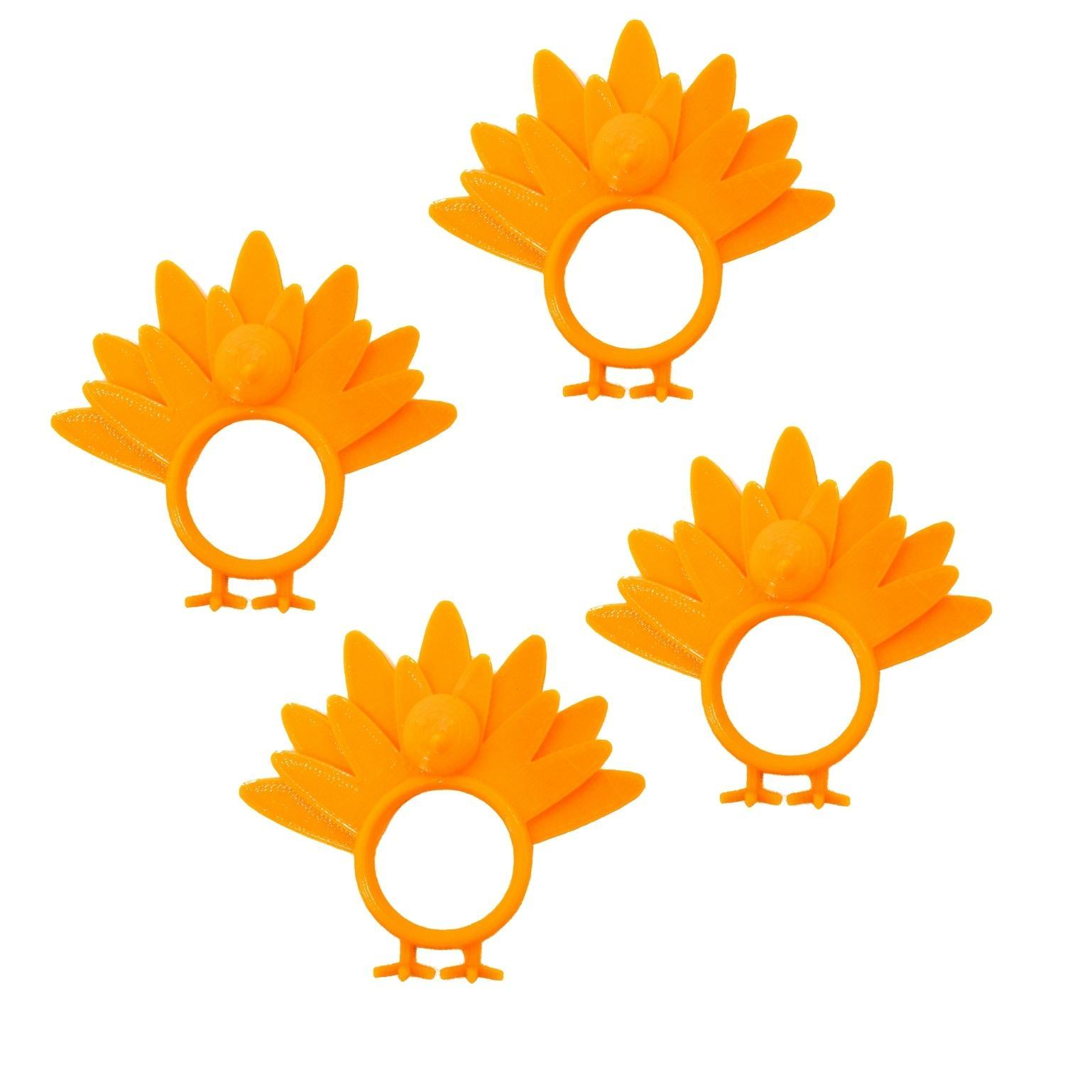 Turkey Napkin Rings Set Of 4 Orange Thanksgiving Table Decor USA PR128-O... - $4.99