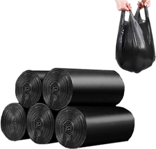 100 Count 4 Gallon Small Black Trash Bags, Durable PE Material, Handles, Breakpo - £9.20 GBP