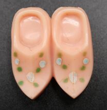 Vtg Pink Plastic Dutch Style Clog Shoe Brooch Lapel Pin Enamel Accents K... - $12.99