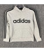 Adidas Hoodie Boys 10/12 Pullover Gray Cotton Blend Kids - $201.60 MXN
