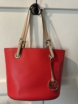 Michael Kors “MK” Jet Set Red Medium Tote Designer Handbag Purse - £68.70 GBP