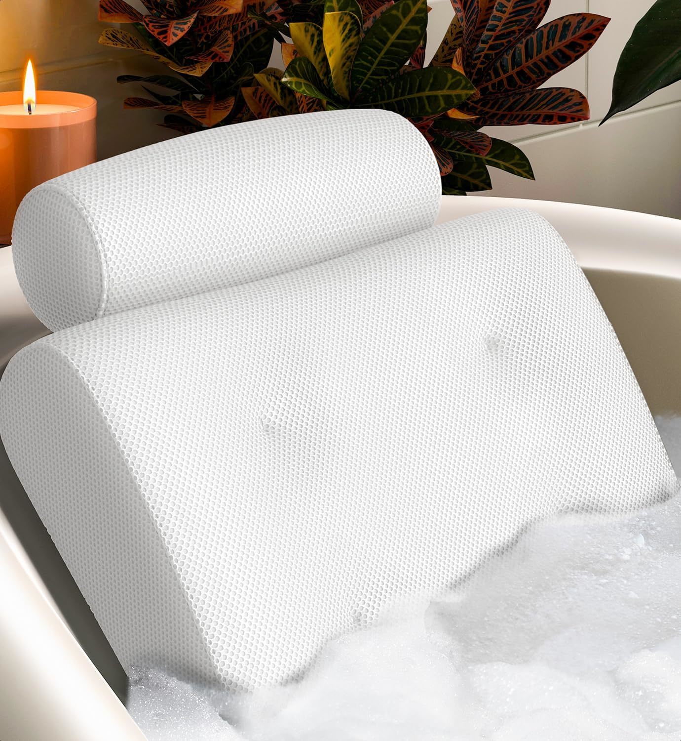 Everlasting Comfort Luxury Bath Pillow - Head, Neck, Back Support, Soaking - $56.97