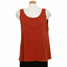 Eileen Fisher Cayenne Red Linen Jersey Knit Sleeveless Tunic Tank Top Pp - £63.94 GBP