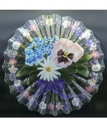 Recycled Clear Glass Fused Floral Plate UnBranded Ruffled Edge 10.5&quot; Wide - £23.58 GBP