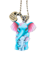 Acrylic Mama Elephant &amp; Calf w/ Charm Pendant Necklace - New - $14.99