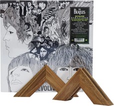 Tapeera Wooden Triangle Vinyl Record Stand Wall Mount - No Drill, 2 Stands - $37.99