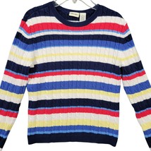 Cherokee Sweater Blue Preppy Stripe Classic Long Sleeves Round Neck Wome... - $4.50