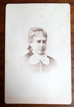 Antique 1880s Cabinet Card of Victorian Woman, Floral Back Imprint, Cleveland OH - £7.93 GBP