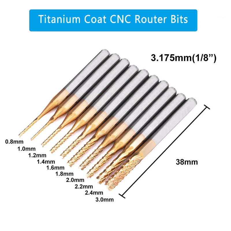 10/40pcs End Mill Engraving Bits Set Nano Blue Coat CNC Router Bits Cutt... - $5,264.70 MXN