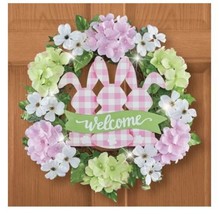 Floral Easter Bunnies Checkered Colorful Wreath (col) - £87.02 GBP