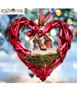 Christmas Wreath Heart Shape Sacred Family Nativity Home Decoration - $532.62 MXN