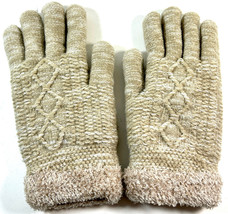 Sonoma Women&#39;s Knit Tan Winter Cozy Gloves Pair One Size New Without Tags - £11.83 GBP