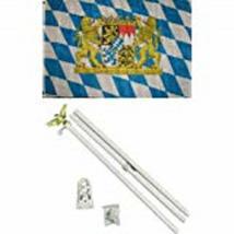 Moon 3x5 Bavaria Bavarian Lion Crest Flag White Pole Kit Set 3x5 - Bright Color  - £24.01 GBP