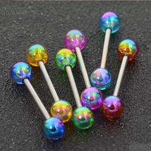 2PC 14G Surgical Steel Candy Color Acrylic Ball Tongue/Nipple Piercing - £3.90 GBP