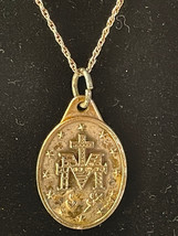 Gold Plated Miraculous Mary Medal Pendant Necklace 18&quot; 925 Silver Italy ... - $64.35