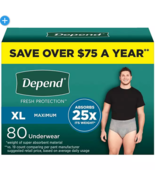 Depend Fit-Flex Incontinence XLarge Men Underwear - 80 Count - $1,148.82 MXN