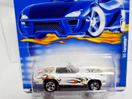 2001 Hot Wheels &#39;65 Corvette white/w Flames 1:64 Scale #109 - £1.75 GBP