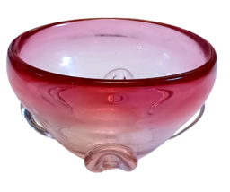 John Riekes Collection Deep Rubina Pink Lead Crystal Art Glass Bowl - £31.15 GBP