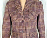 Women Sz 8 Blazer Purple Plaid 4 Pockets WORTHINGTON - $13.85