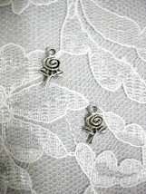 New Elegant Swirl Rose Flower Charm Pierced Earrings - £3.14 GBP