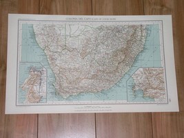 1927 Map Of South Africa / Cape Town Kaapstad Vicinity Inset Map - £18.89 GBP