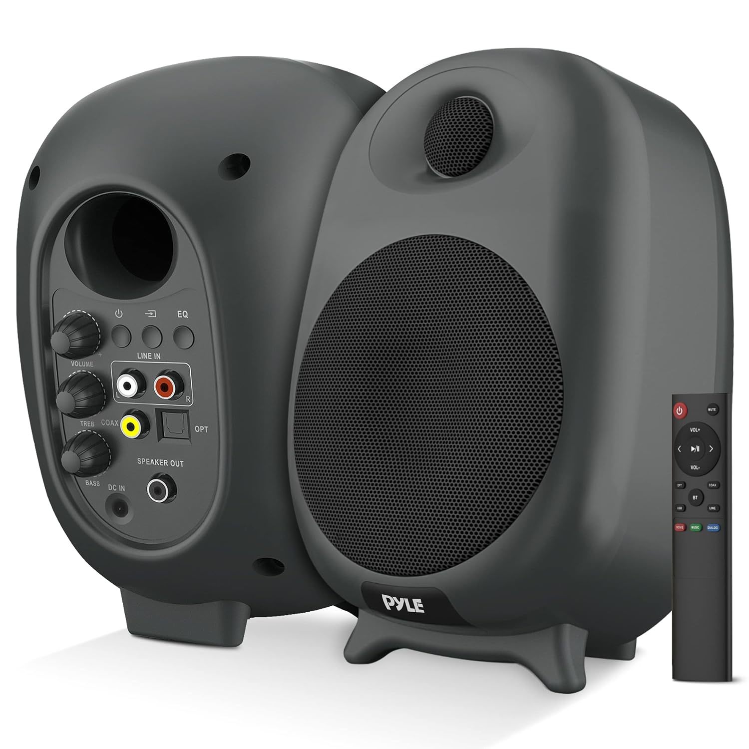 Pyle HiFi 60W Powered Bluetooth Bookshelf Monitor Speaker Set, Optical RCA Input
