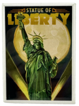 Statue of Liberty Art Art Deco Style Magnet Moon in Background 2.5x3.5 in - $14.84